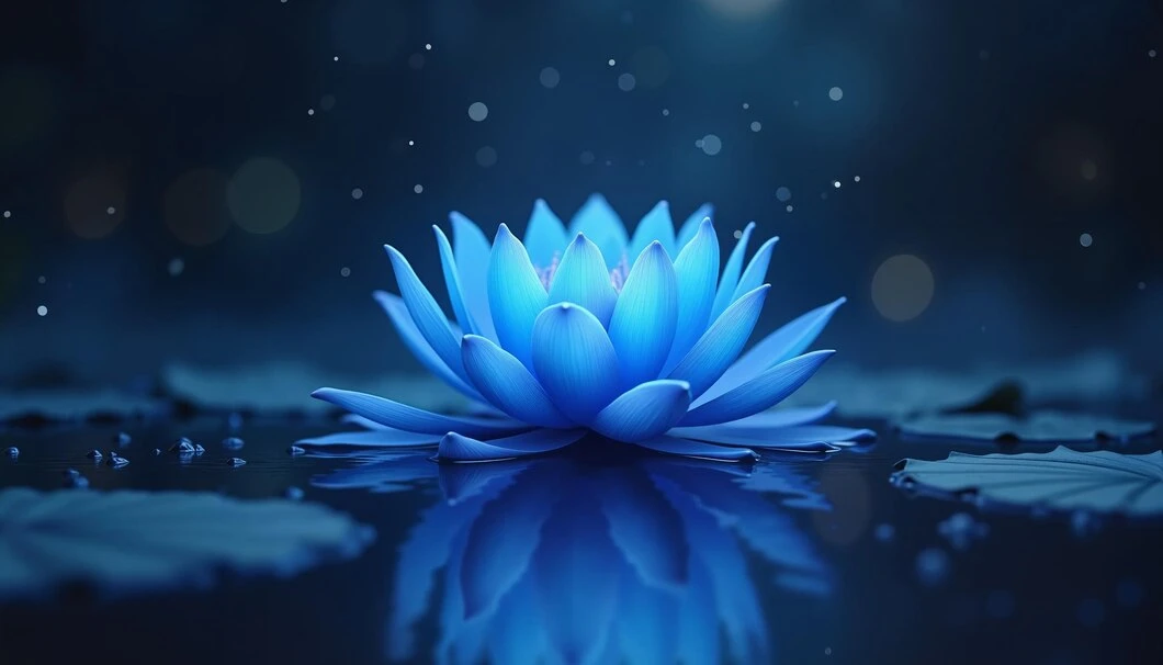 Lotus bleu flottant sur l’eau